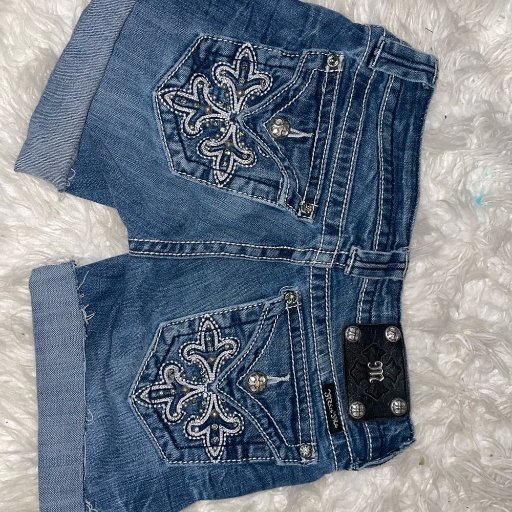 Miss Me Blue Jeans with Ornate Embellishments